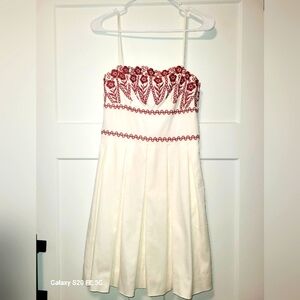 Ann Taylor Petite Womens Or Kids Dress with Red Embroidery Size 2